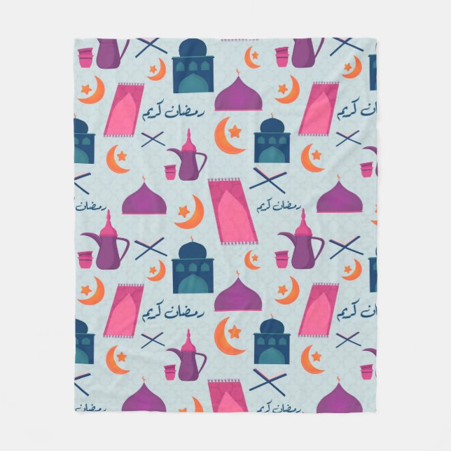 Festive Islamic Ramadan Design Fleece Blanket (Front)