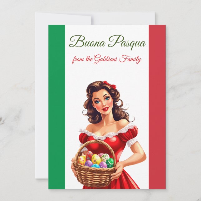 Festive Italian Flag Happy Easter Buona Pasqua  Holiday Card (Front)