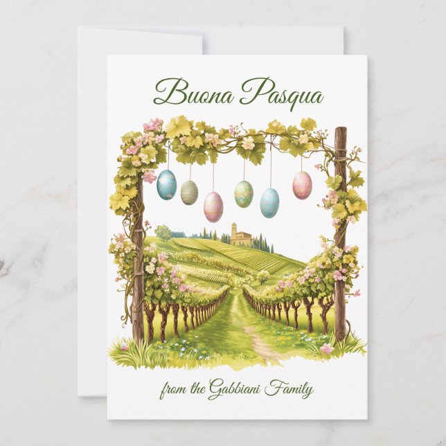 Festive Italian Vineyard Easter Buona Pasqua  Holiday Card (Front)