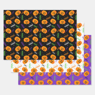 Festive Jack-o'-lantern Halloween Wrapping Paper Sheet