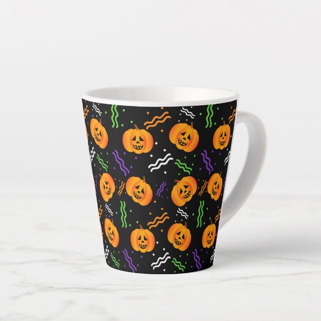 Festive Jack-O'-Lantern  Latte Mug (Right Angle)