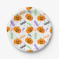Festive Jack-O'-Lantern Paper Plates