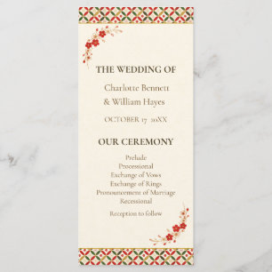 Festive Japanese Blossom Wedding Program Programme