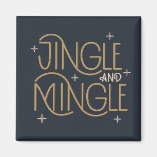 Festive Jingle and Mingle Holiday Design Magnet