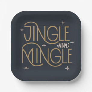 Festive Jingle and Mingle Holiday Design Paper Plate
