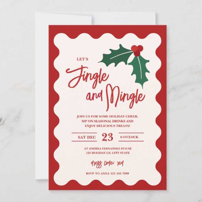 Festive Jingle and Mingle Holiday Party Invitation (Front)
