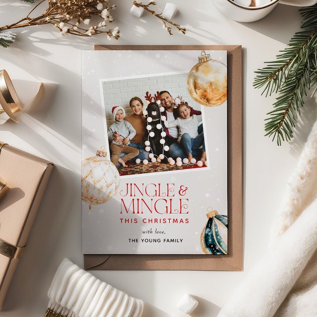Festive Jingle & Mingle Christmas Photo Holiday Card (Creator Uploaded)