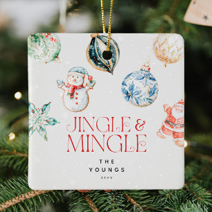Festive Jingle & Mingle Personalised Christmas Ceramic Ornament
