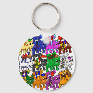 Festive Jolly Meowy Christmas Cats Key Ring