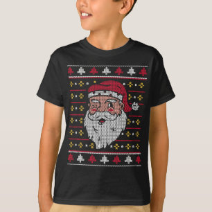 Festive Jolly Santa Clause Winking Ugly Christmas  T-Shirt