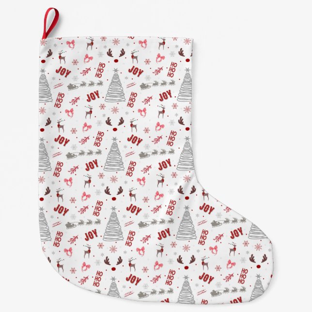Festive Joy Christmas – Santa, Reindeer & Ho Ho Ho Large Christmas Stocking (Front)
