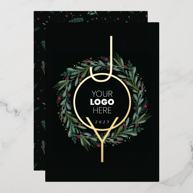 Festive JOY Corporate Wreath Leaves Berries (Front/Back)