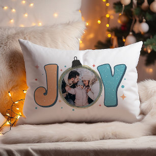 Festive Joy Ornament Christmas Photo Lumbar Cushion