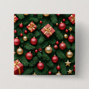 "Festive Joy — Red & Gold Christmas Magic" 15 Cm Square Badge