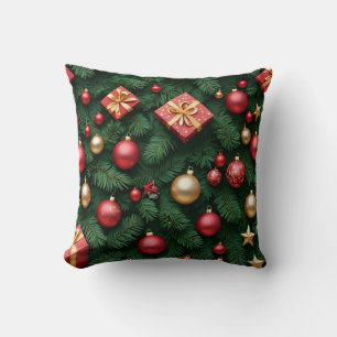 "Festive Joy — Red & Gold Christmas Magic" Cushion