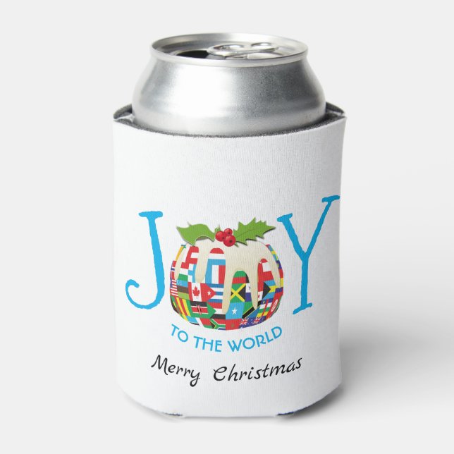 Festive | JOY TO THE WORLD Flags | Personalised Can Cooler (Can Front)