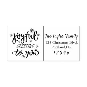 Festive Joyful Greeting Calligraphy Return Address Self-inking Stamp