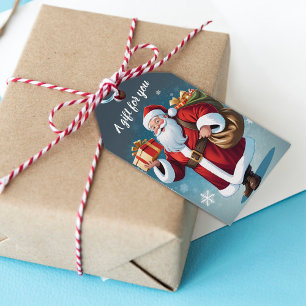 Festive Joyful Santa A Gift For You Holiday Tags