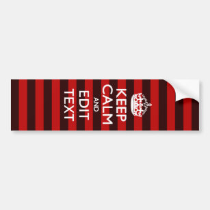 Festive Keep Calm Your Text on Red Stripes Bumper Sticker