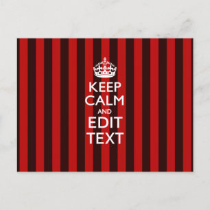 Festive Keep Calm Your Text on Red Stripes Postcard