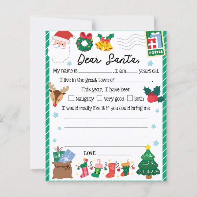 Festive kids dear Santa letter  (Front)