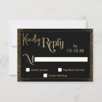Festive Kindly Reply Faux Gold Confetti on Black