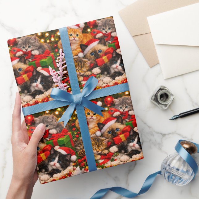 Festive Kitten Christmas Wrapping Paper  (Gifting)