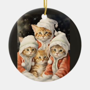 Festive Kitties Ceramic Tree Decoration