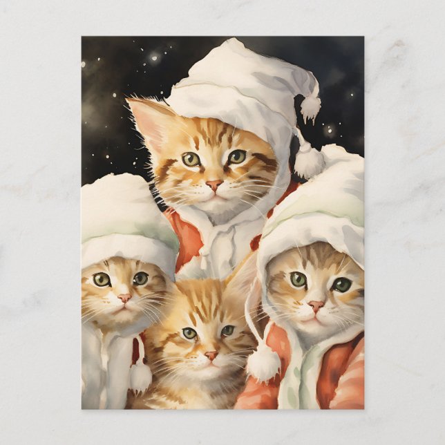 Festive Kitties Holiday Postcard (Front)