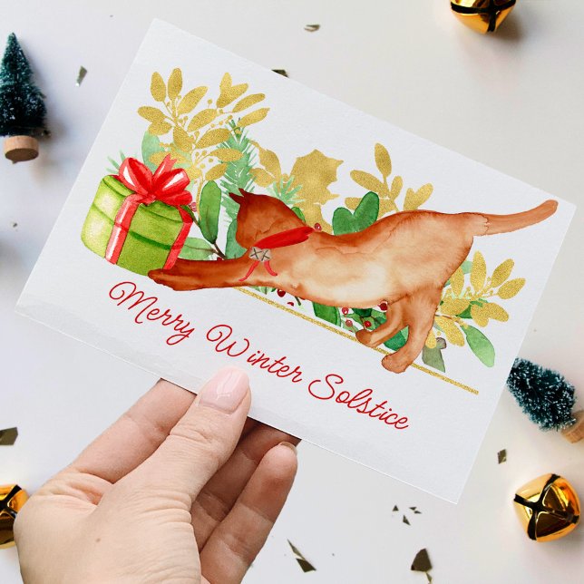 Festive Kitty Cat Winter Solstice Pagan Holiday Card (Creator Uploaded)