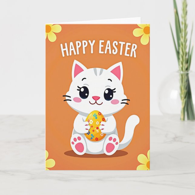 Festive Kitty Happy Egg Card (Front)