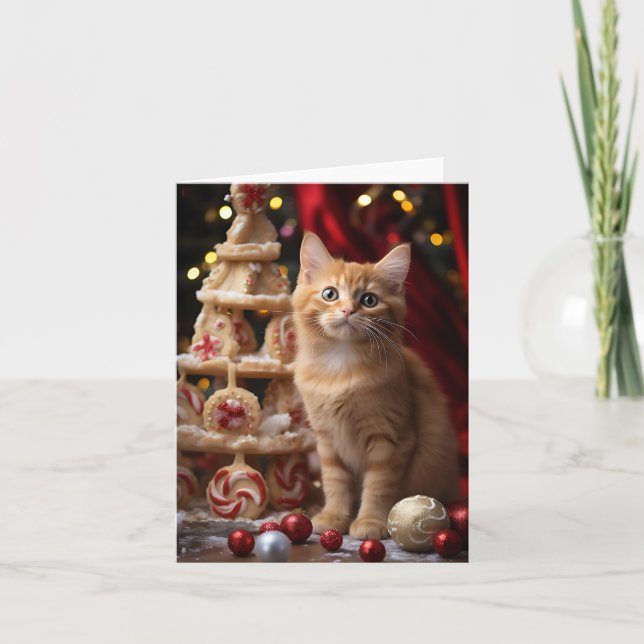 Festive Kitty Note Card (Front)