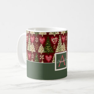 Festive Knitted Christmas Tree Pattern Coffee Mug