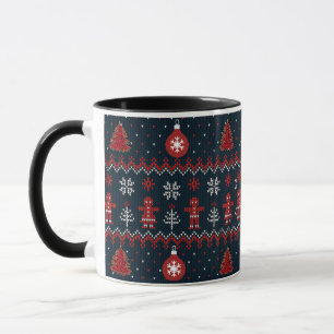 Festive knitted ginger bread snow flakes  mug