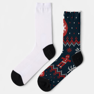 Festive Knitted Snowflakes gingerbread pattern Socks