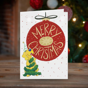 Festive Lab Christmas Tree Funny Retro Vibe Holiday Card