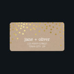 FESTIVE LABEL modern confetti faux gold foil kraft<br><div class="desc">NOTE - the gold foil and kraft look is a printed picture Adhere to the back of your envelopes as a classy, personalised return address label. Setup as a template it is simple for you to add your own details, or hit the customise button and you can add or change...</div>