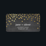 FESTIVE LABEL modern confetti spot gold foil grey<br><div class="desc">NOTE - the gold foil image is a printed picture Adhere to the back of your envelopes as a classy, personalised return address label. Setup as a template it is simple for you to add your own details, or hit the customise button and you can add or change text, fonts,...</div>