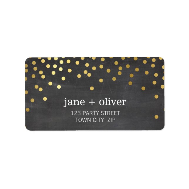 FESTIVE LABEL modern confetti spot gold foil grey (Front)