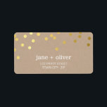 FESTIVE LABEL modern confetti spot gold foil kraft<br><div class="desc">NOTE - the gold foil image is a printed picture Adhere to the back of your envelopes as a classy, personalised return address label. Setup as a template it is simple for you to add your own details, or hit the customise button and you can add or change text, fonts,...</div>