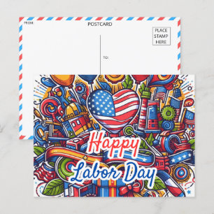 Festive Labour Day Celebration Postcard