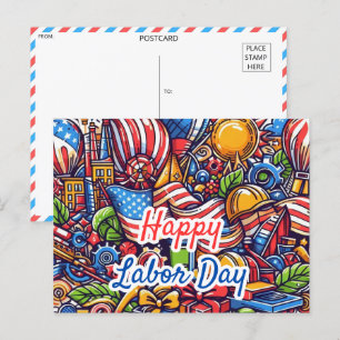 Festive Labour Day Celebration Postcard