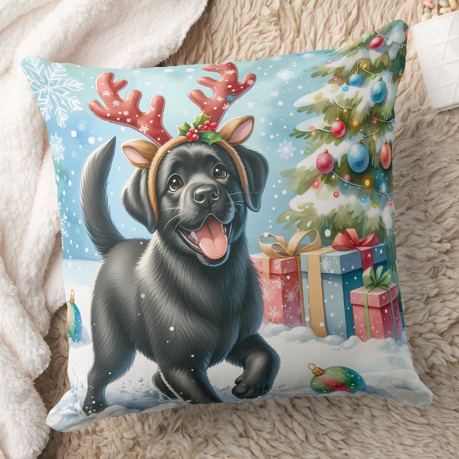 Festive Labrador Retriever Dog Christmas Puppy  Cushion (Creator Uploaded)