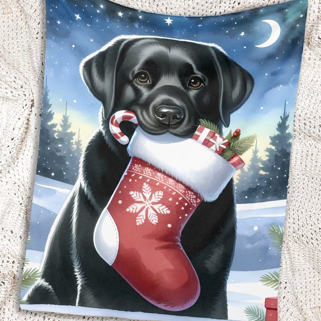 Festive Labrador Retriever Dog Lover Christmas  Fleece Blanket (Creator Uploaded)
