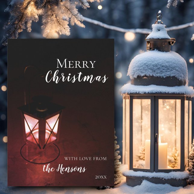 Festive Lantern in Dark Christmas Holiday Card (Creator Uploaded)