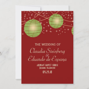Festive Lanterns with Pastel Red & Apple Green Invitation