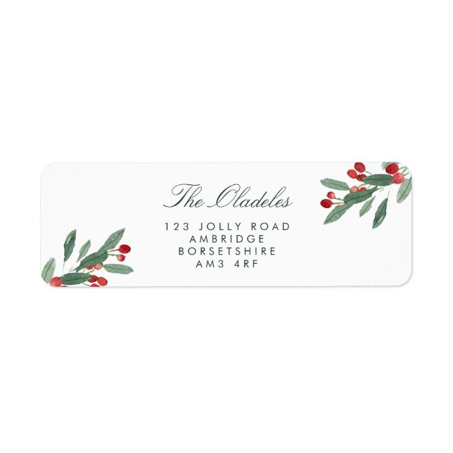 Festive Leaves & Berries Holiday Address (Front)