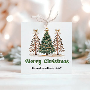 Festive Leopard Print Christmas Custom Name Gift Favour Tags