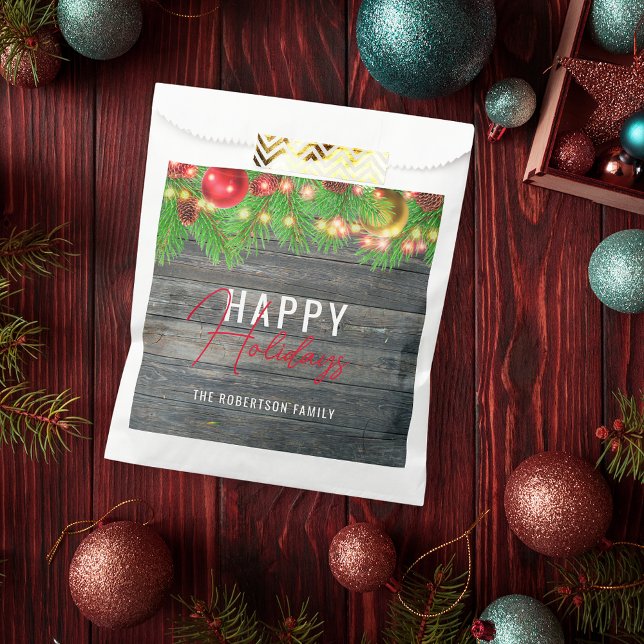 Festive Lights Baubles Rustic Holiday Christmas  Favour Bags (Creator Uploaded)