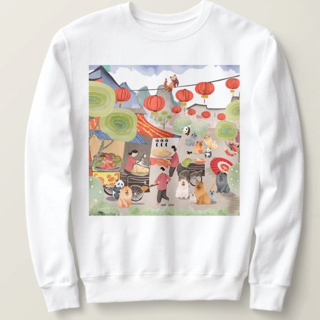 FESTIVE LIGHTS  Chow dog panda lantern festival Sweatshirt (Creator Uploaded)